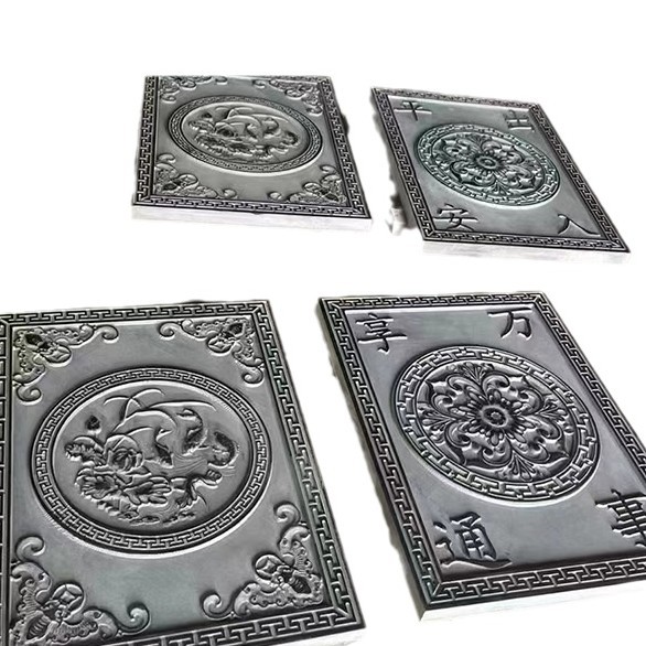 Blue Stone Relief with the Character "Fu" for Floor Decoration Mural, Courtyard Entrance with the Character "Fu" for Shadow Wall, Plum, Orchid, Bamboo, and Chrysanthemum Stone Carving Screen