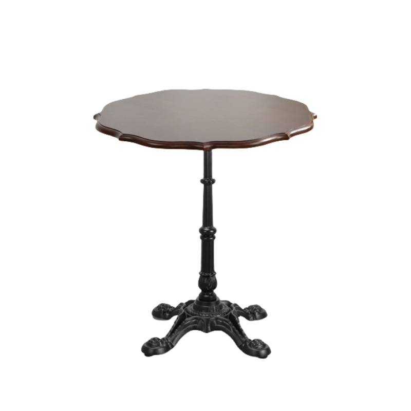 American Retro Solid Wood Cafe Table and Chair Combination Catering Small Round Table Milk Tea Dessert Shop Western Restaurant Rattan Chair