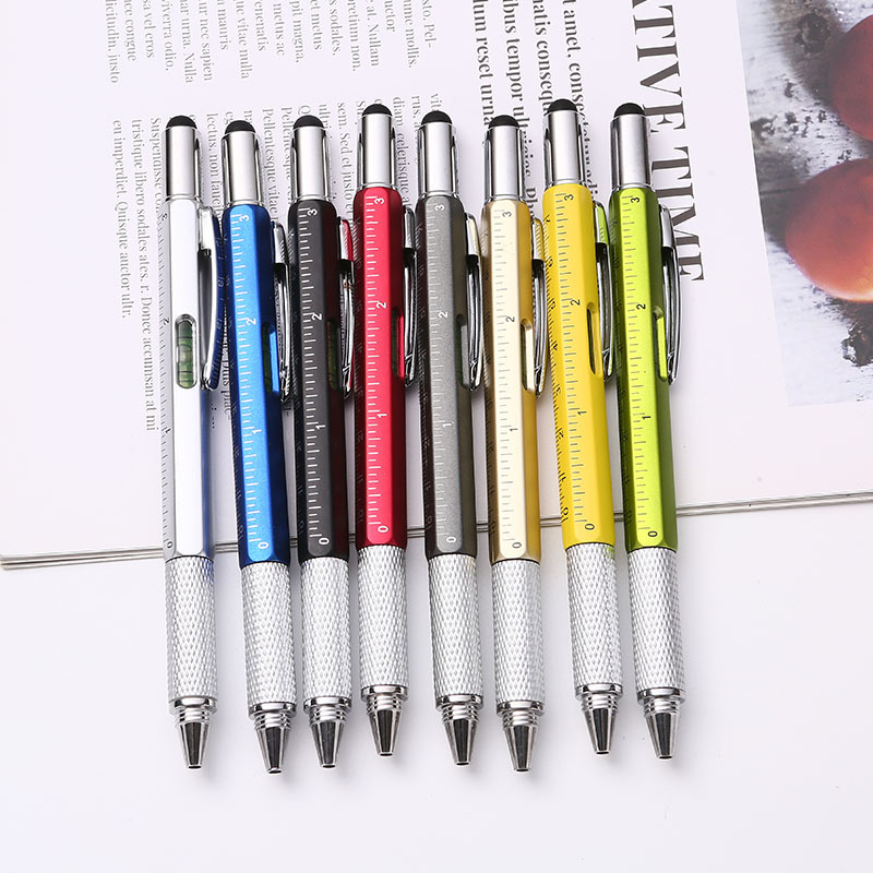 Spot Creative Screwdriver Tool Plastic Ballpoint Pen Six-In-One Level Scale Touch Screen Advertising Gift Pen