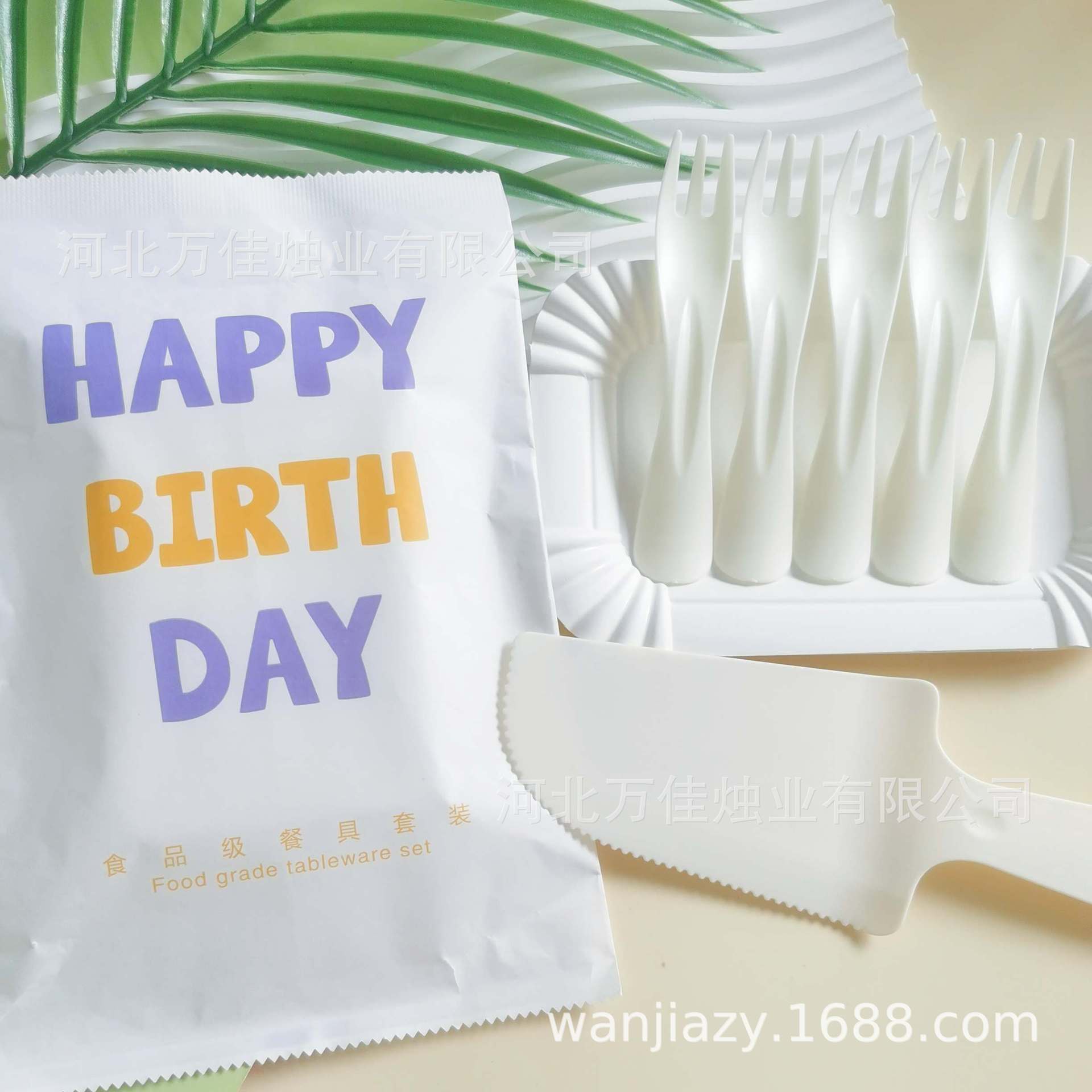 Birthday Cake Plate Cake Tableware Disposable Picnic Plate Dessert Plate Plastic Knife and Fork Paper Plate Party Party