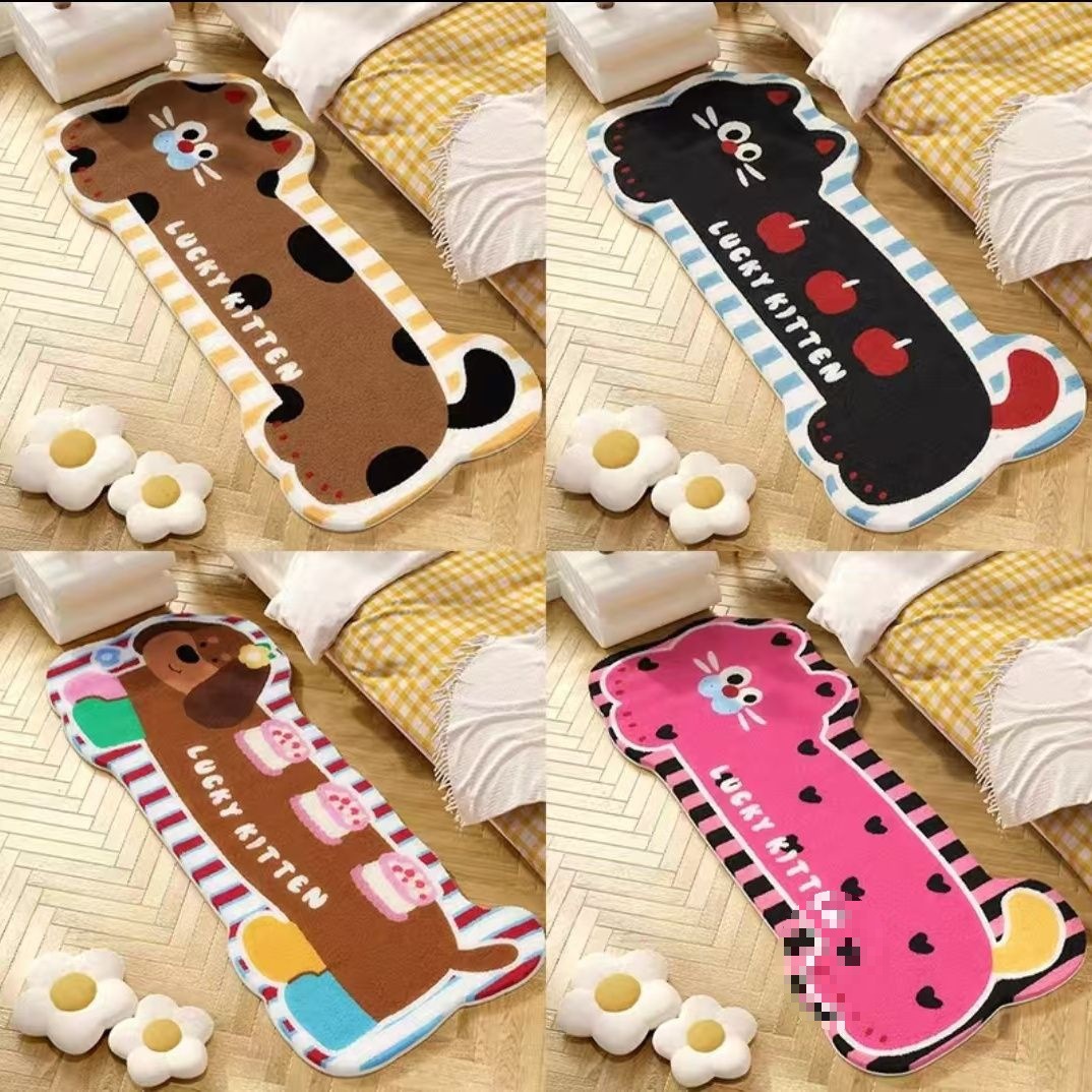 Cartoon Puppy Bedside Bedroom Living Room Plush Girl Carpet Long Strip Children's Thickened Floor Mat Imitation Cashmere Mat