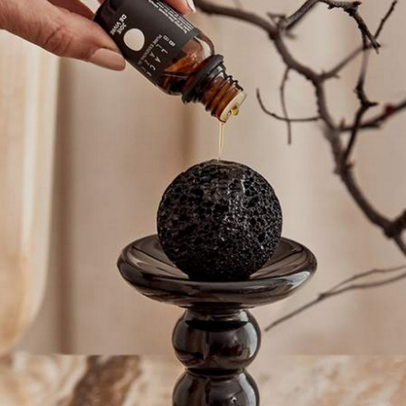 Round volcanic stone ball aromatherapy frosted round volcanic stone fragrant stone black aromatherapy stone particle ore wholesale