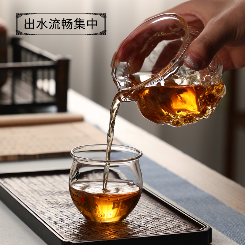 Japanese-style walnut pattern glass fair cup thickened heat-resistant hammer pattern male cup tea dispenser household large kung fu tea set