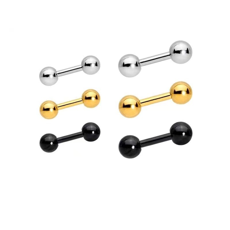 Silver beanie ball screw stud earrings exquisite simple small mini threaded beads ear bone stud sleeping pick-free Wholesale