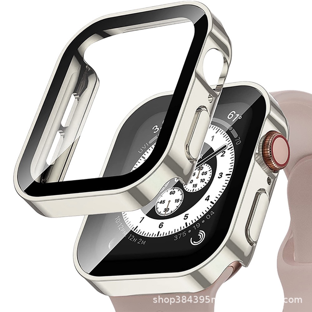 Suitable for Apple Iwatch456789Se/Uitra10 11 Watch Straight Edge Waterproof Electroplated Frosted Integrated Case