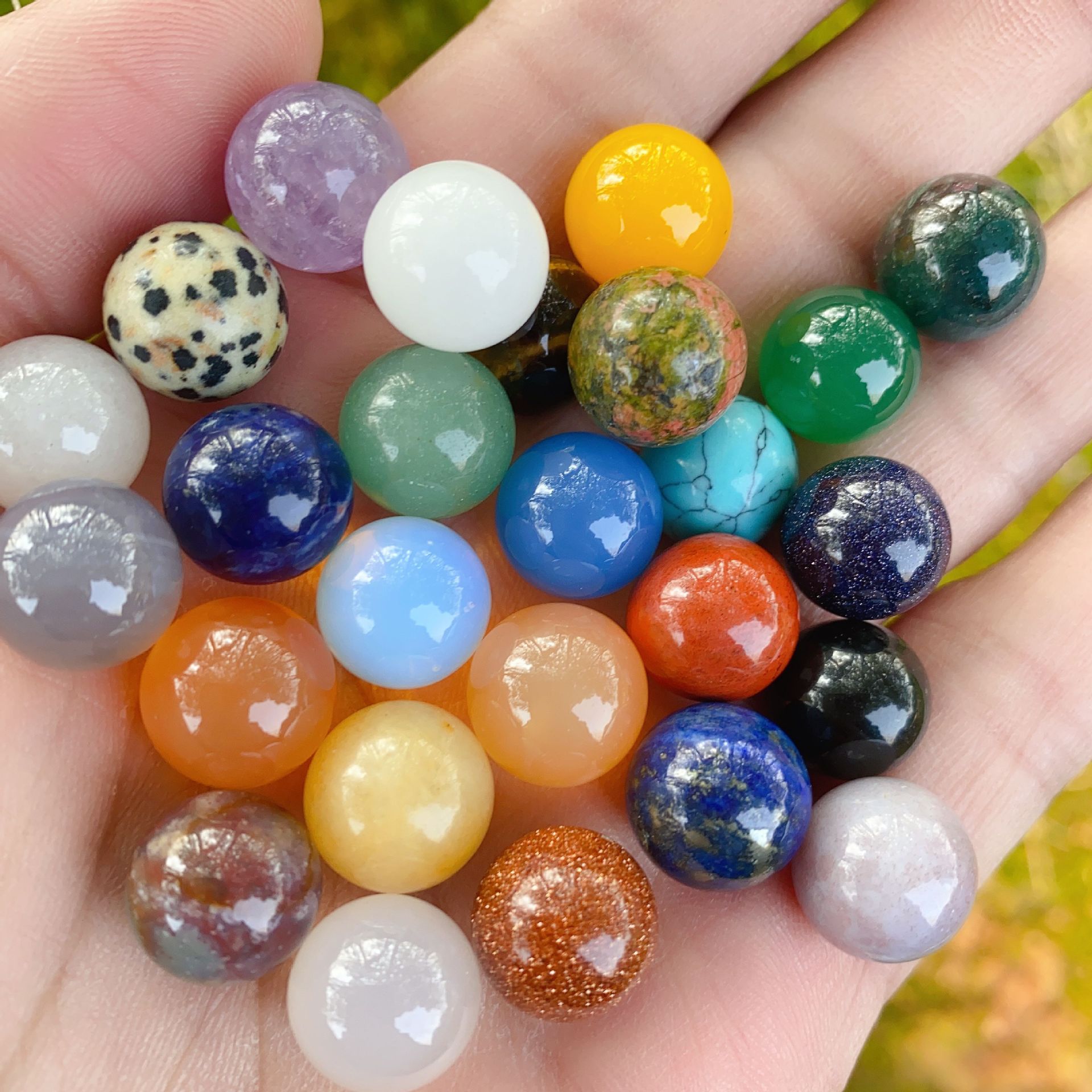12mm non-porous mini crystal beads semi-precious stone beads loose beads small ball diy stone jewelry cross-border wholesale