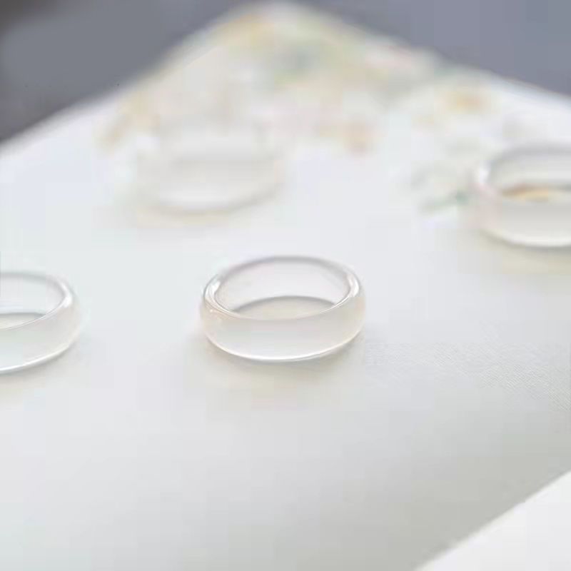 White chalcedony ring hand-held ring special fine ring card 6mm 9mm ring special