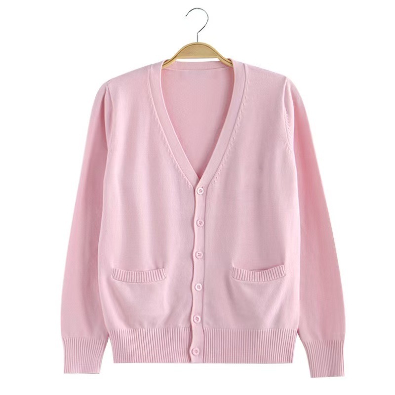 Jk Uniform Sweater Cardigan Short-Sleeved Wholesale Basic Style Jacket Women's Autumn and Winter Japanese Style Preppy Knitwear V-Neck