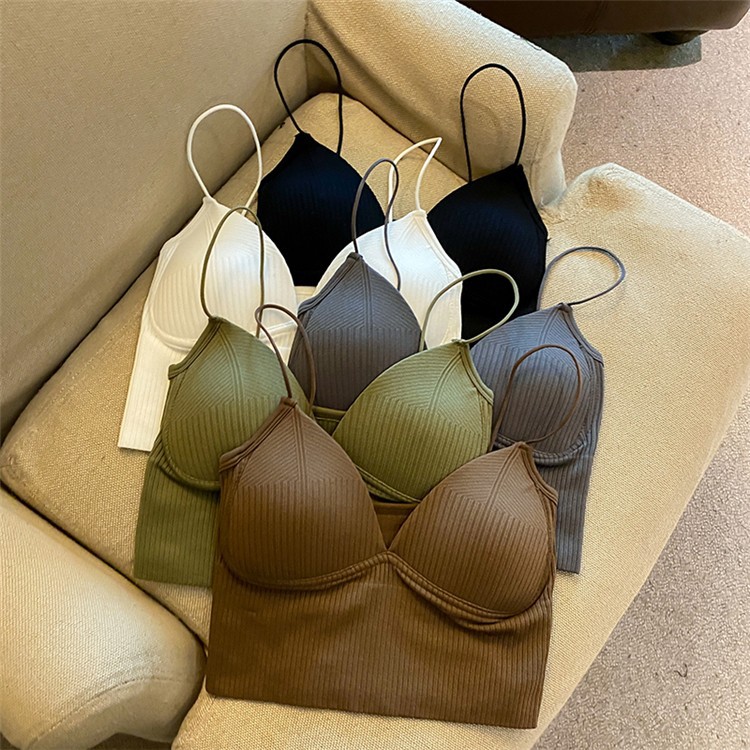 Cross-border hot thread short strap beauty back one-piece fixed Cup wrapped chest outer wear bottoming tube top