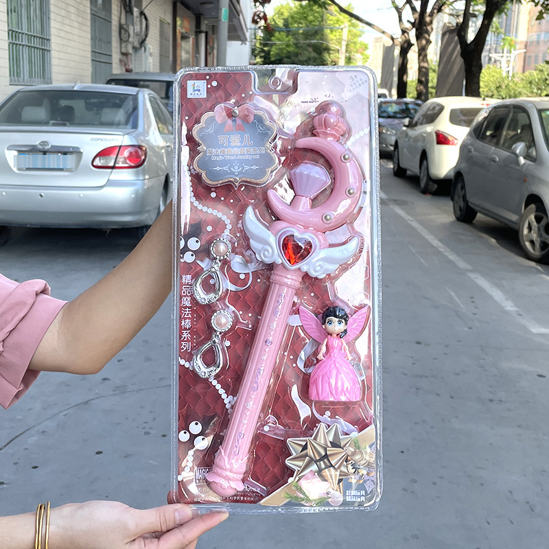 Girls Light Magic Fairy Stick Toy Electric Sound and Light Music Band Earrings Little Princess Jewelry Play House Toy