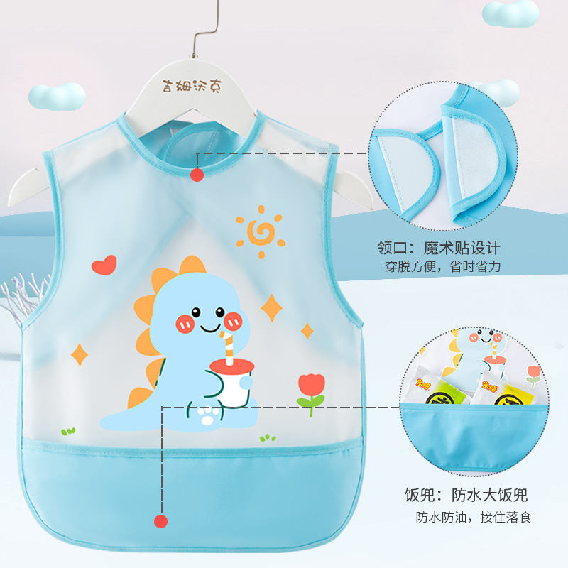 Baby Eating Bib Waterproof Anti-Dirty No-Wash Kidsren's Smock Baby Rice Pocket Kidsren's Food Supplement Apron Sleeveless Apron