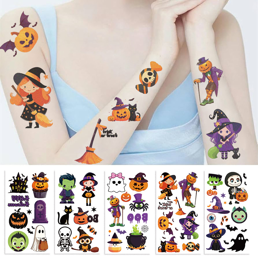 Cross-border New Cartoon Halloween Tattoo Sticker Advanced Sense Boys and Girls Holiday Party Children Temporary Tattoo Sticker