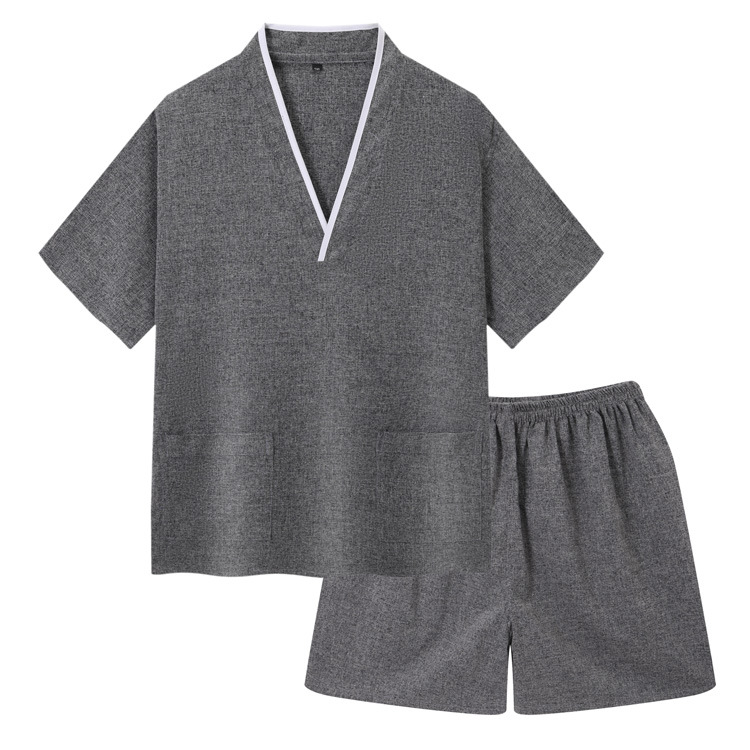 Sweat steaming clothing female Ramie men's couple's not easy to pleated thickened pedicure bath ear picking beauty home pajamas suit