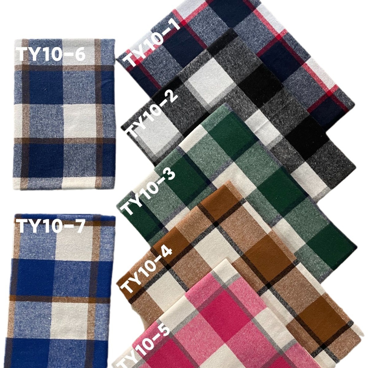 7 pieces of carded polyester cotton flannel sanding yarn-dyed plaid wool-like shirt plaid