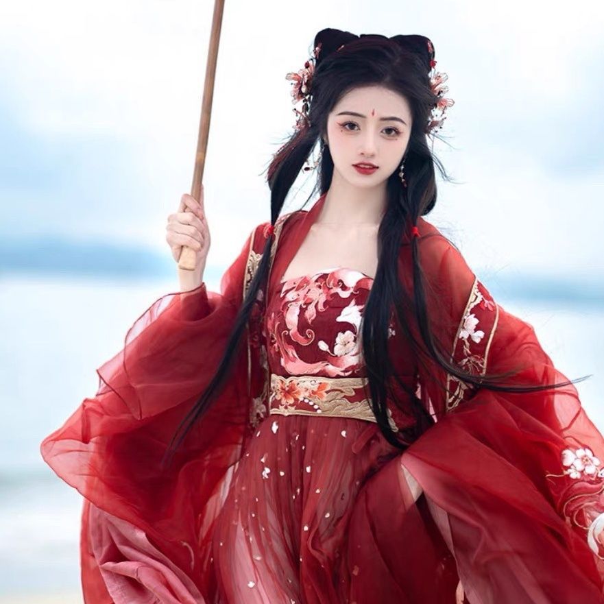 Lingxiuge [Nine-Tailed] 2023 Original Myth Series Long Sleeve Shirt and Hezi Skirt Spring and Autumn Hanfu Women's Set