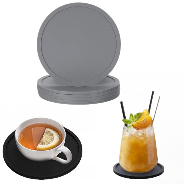 Round Coaster Silicone Coaster Simple with Anti-Spill Ring Water Coaster Food Grade Non-Slip Insulated Tea Coaster Coffee Mat