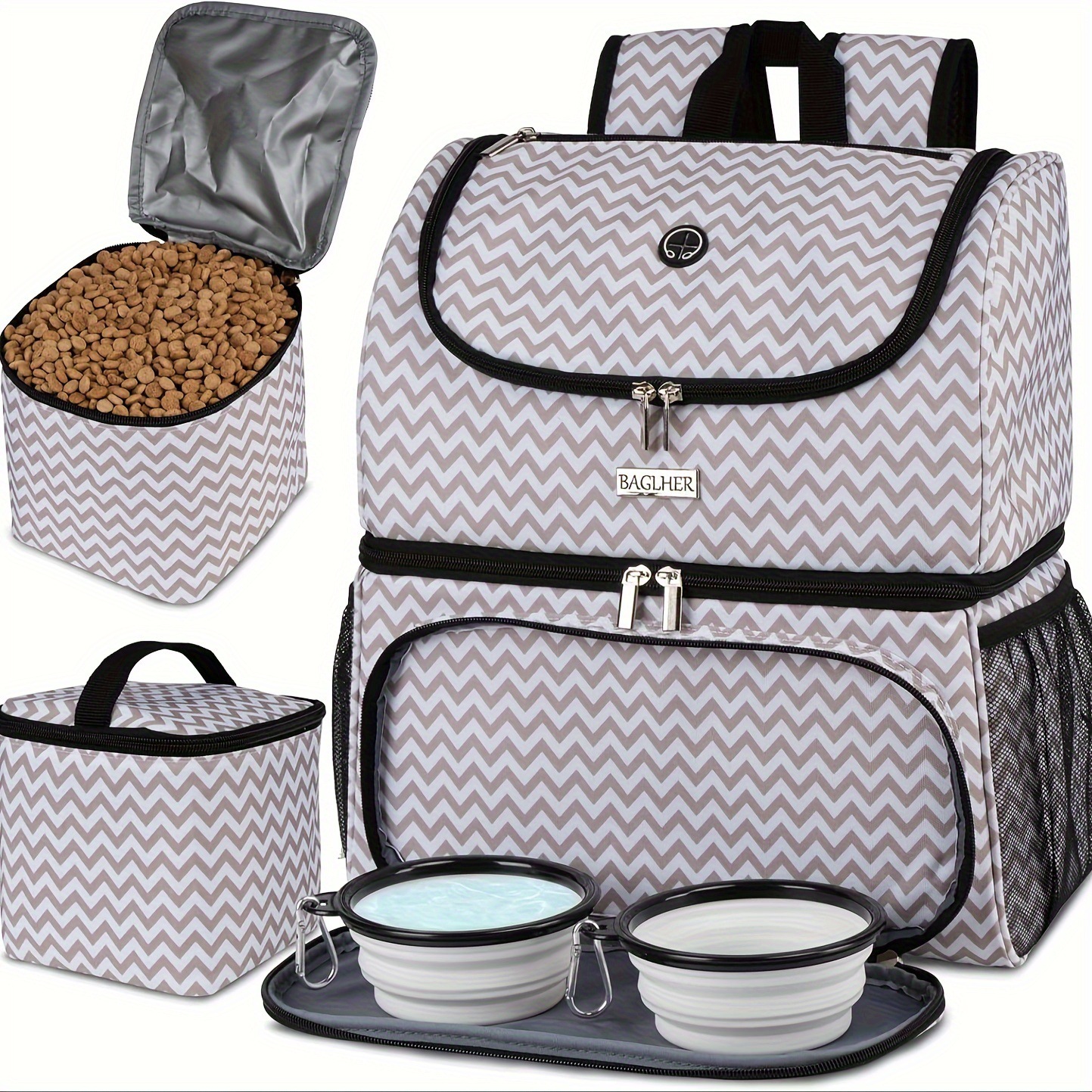 2025新款跨境代发耐用宠物旅行背包2个可折叠硅胶碗跨境代发