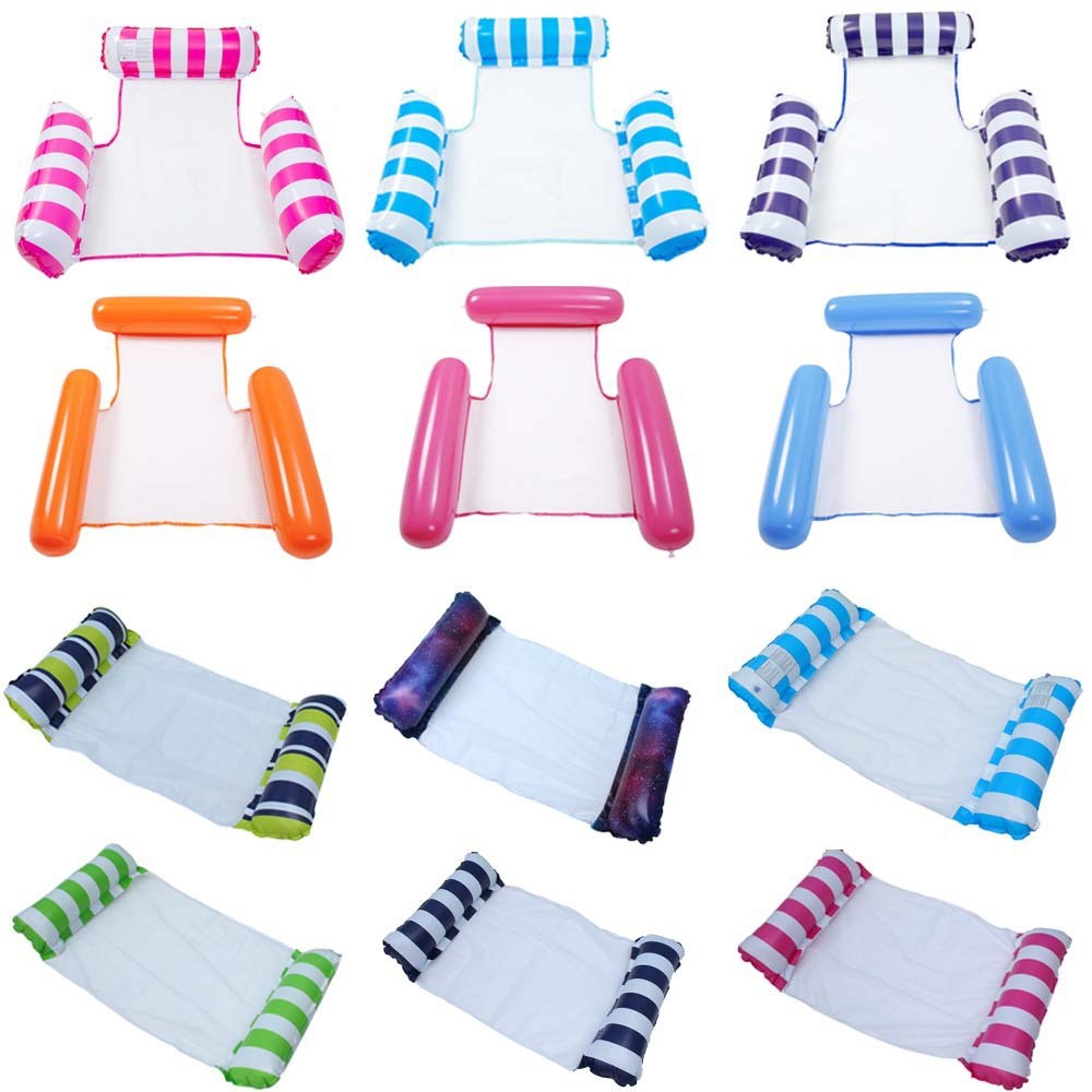 Cross-border Hot-selling Water Three-tube Inflatable Floating Row Adult PVC Water Inflatable Foldable Backrest Recliner Floating Bed