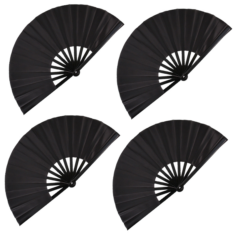10-inch Plain Color Kung Fu Fan Tai Chi Fan Black Bone Printed Fluorescent Fan Laser Dance Fan New Cross-border Explosions