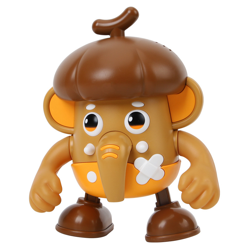 Cross border 2025 new electric singing and dancing doll small French fries elephant fruit robot music children's toys
