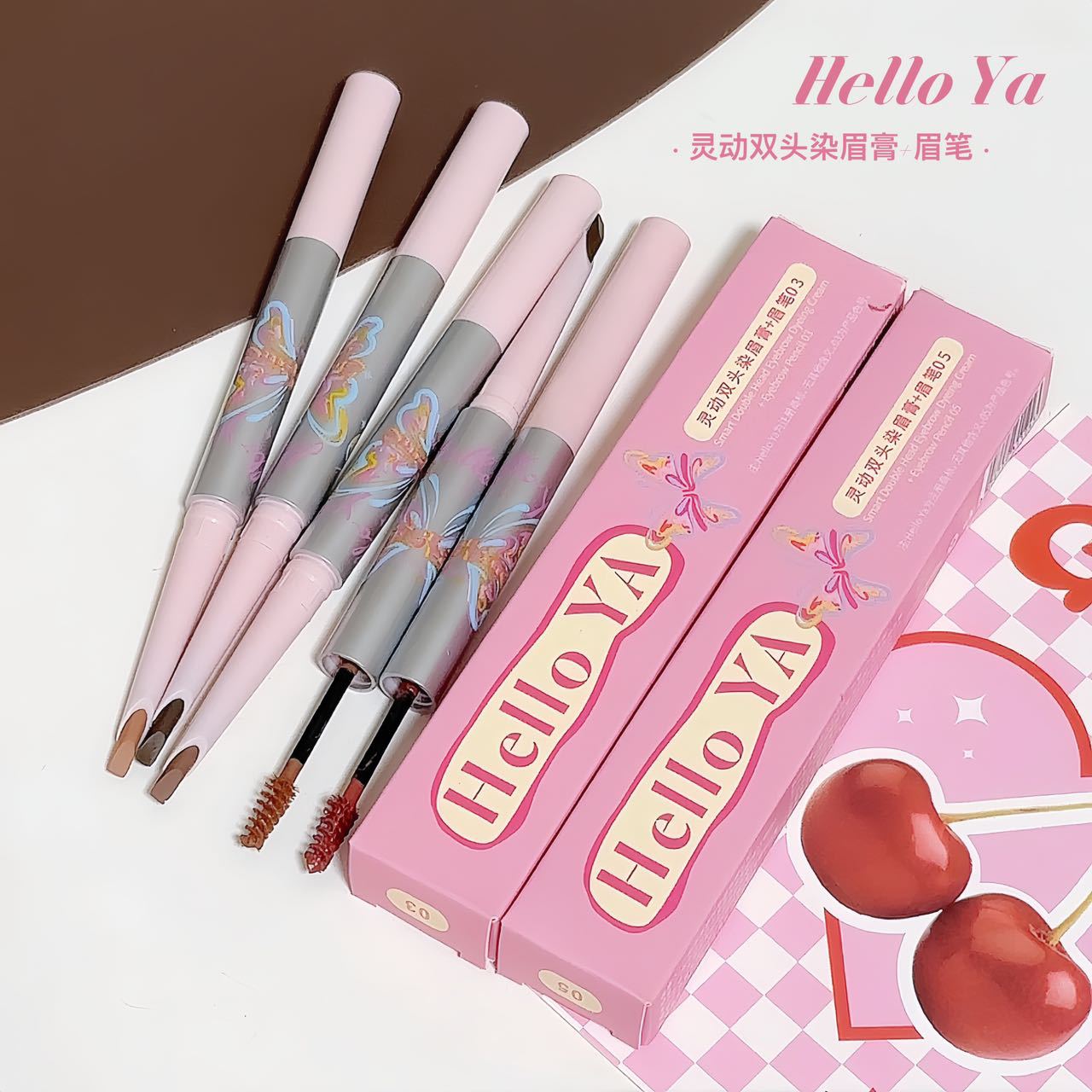 Крем и карандаш для бровей Helloya, 2 в 1, не размазывается