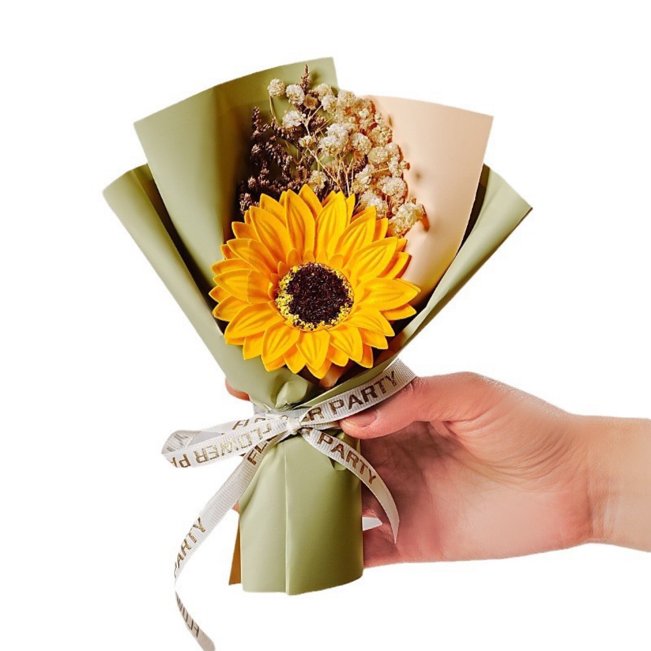 Mini Sunflower Bouquet, Baby's Breath, Dried Flowers, Sunflower Carnation, Soap Rose, Teacher's Day Gift Box Set