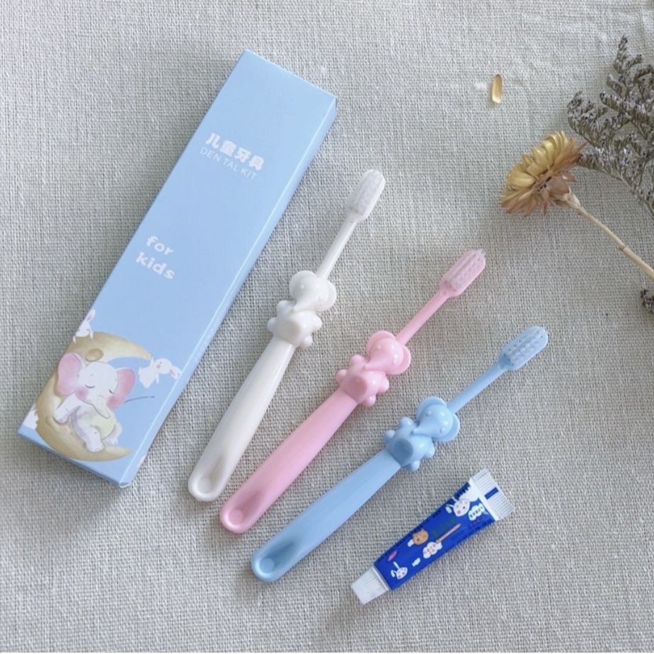 Новая детская зубная щетка в виде маленького слона, одноразовый набор для гостиниц и поездок, мультяшная мини портативная