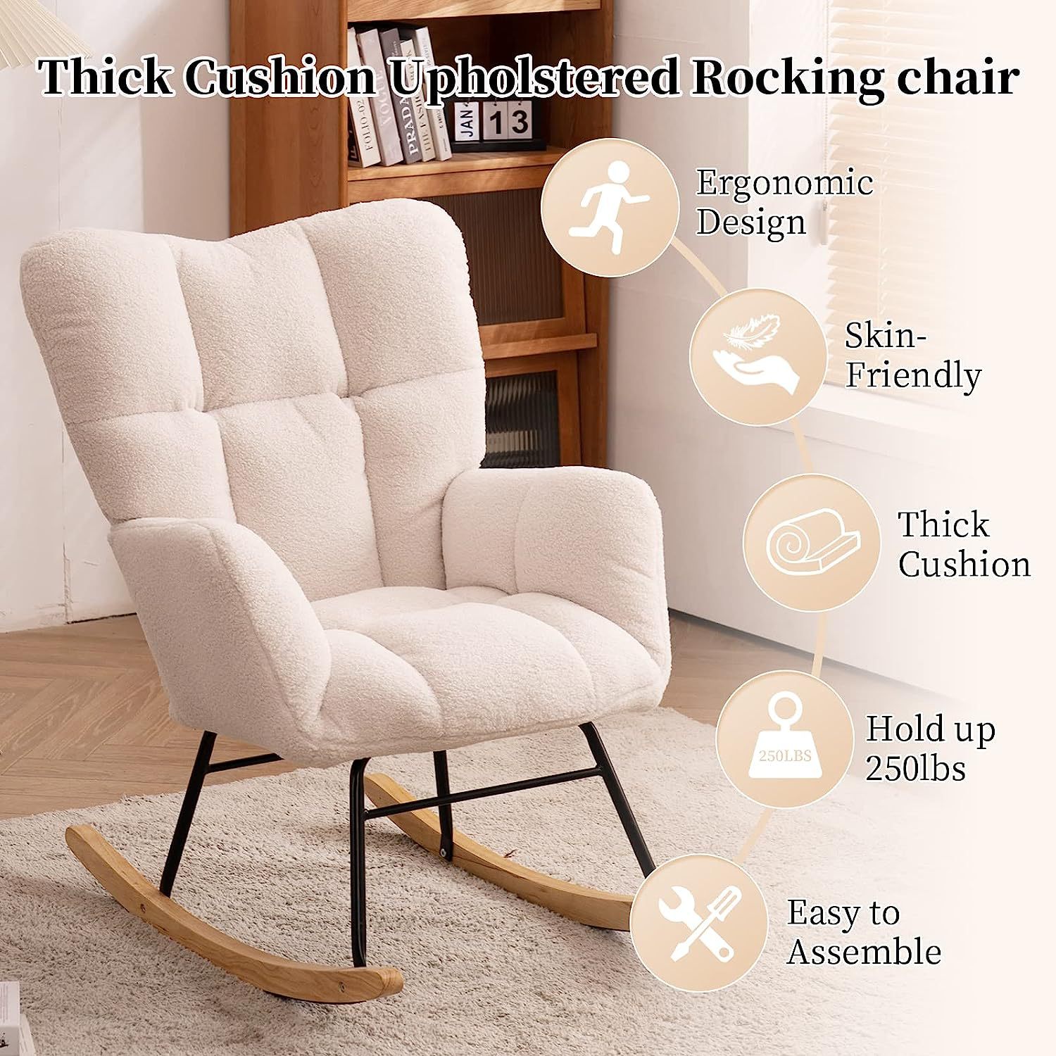 Custom Rocking Chair Nordic Bedroom Cream Style Italian Minimalist Sofa Indoor Balcony Living Room Internet Celebrity Dressing Stool