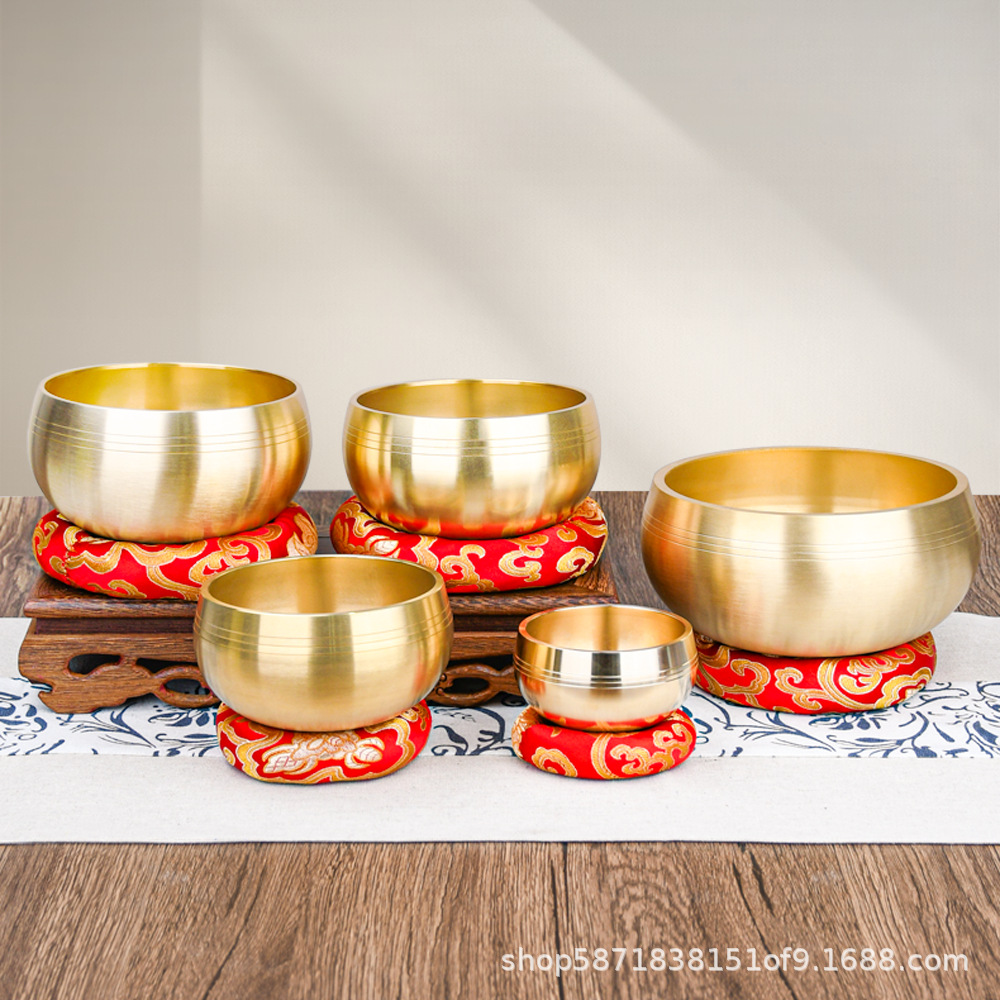 Cross-Border Singing Bowl Wholesale Nepalese Sanskrit Sound Bowl Xizang Copper Bowl Healing Meditation Sound Therapy Buddha Sound Bowl Singing Bowl