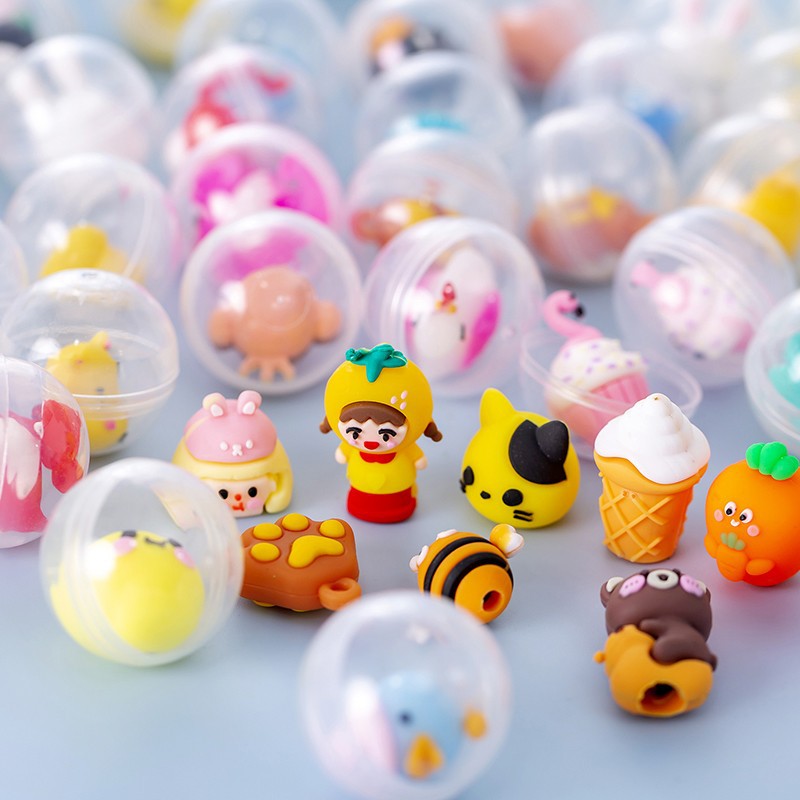 32mm diameter mini transparent twisted egg one yuan pen set doll children student small gift toy