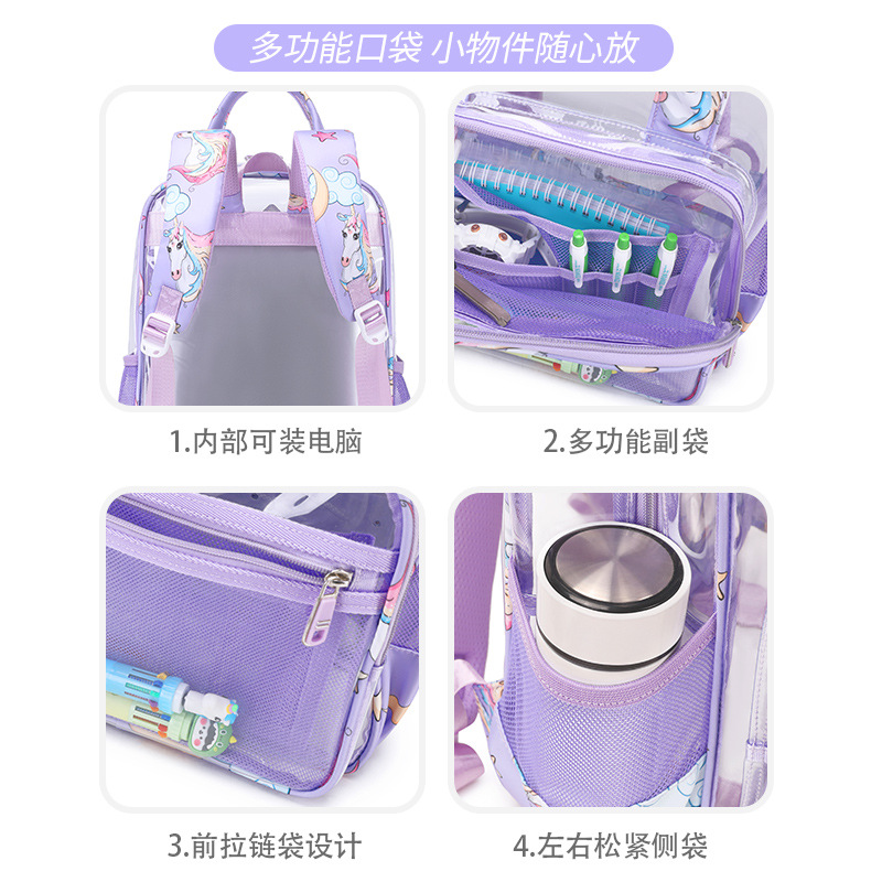 Hot Selling Amazon Transparent Backpack Pvc Cross-Border Spot Unicorn Waterproof Visual Backpack Pvc