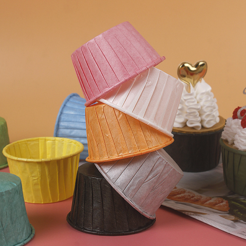 Grease-Proof Paper Dessert Cup Rolled Edge High Temperature Resistant Cup Household Baking Disposable Muffin Cup Cake Paper Tray Mold