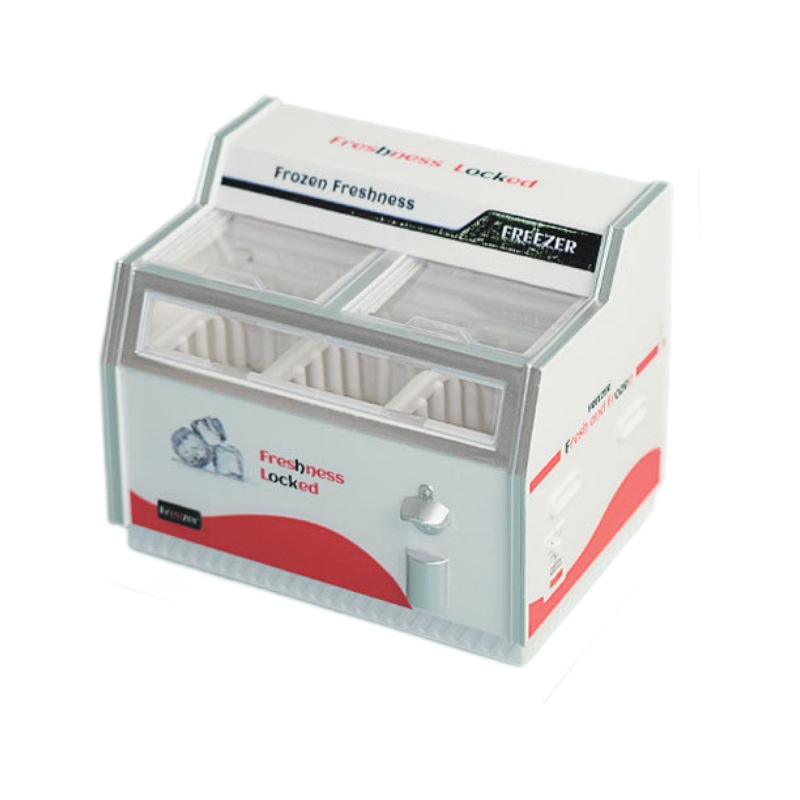 Mini Refrigerator Toy Refrigerator Magnet Supermarket Miniature Horizontal Freezer Play House Ice Cream Toy Ornament Model