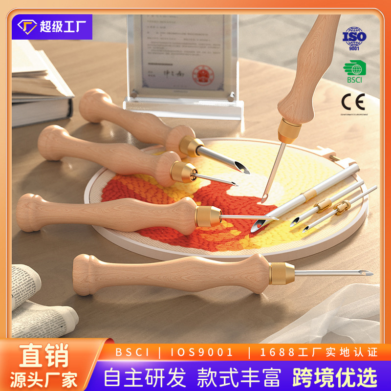 Русский покерный вышивальный штамп игла шершащий толстый штамп игла из массива дерева многоигольный штамп игла инструмент для туфтинга