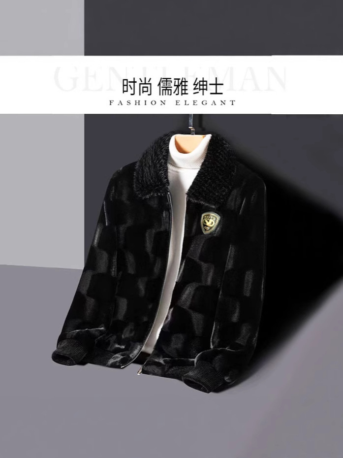 Winter Thickeneded Warm Mink Outwear New Imitation Fur Men's Golden Mink Velvet Handsome Outwear Lapel Jacket Men's Clothing