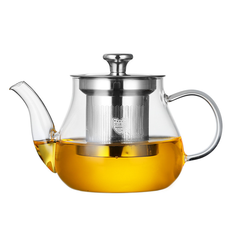 Glass Teapot, Flower Teapot, Household Kung Fu Tea Brewing Pot, Stainless Steel Liner, Filter Tea Set, Kettle, High Borosilicate
