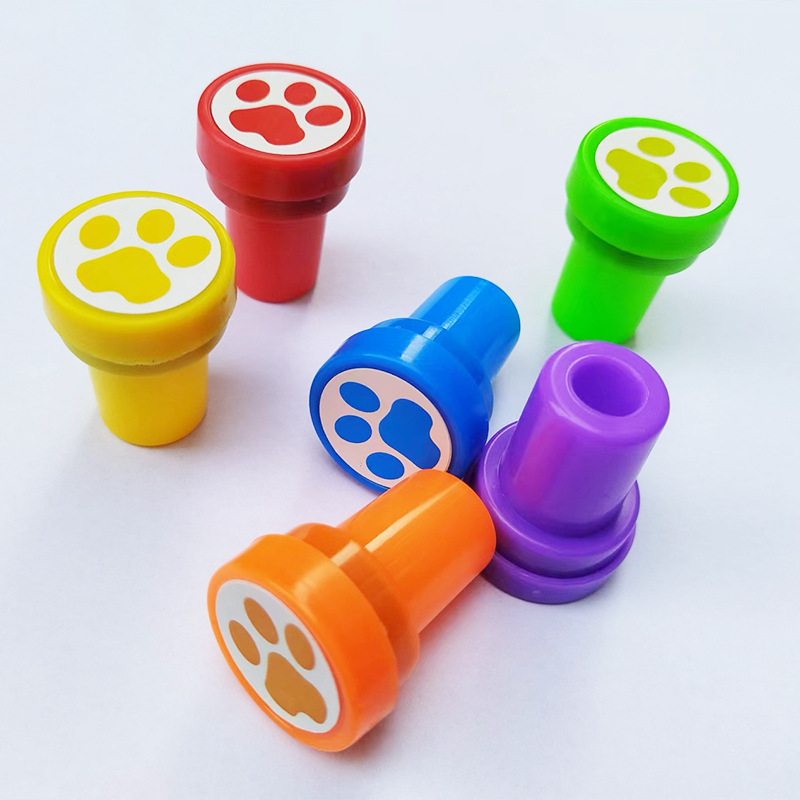Cute Cartoon Dog Paw Small Seal Kidsren's Educational DIY Toy Kindergarten Teacher Encouragement and Praise Round Seal