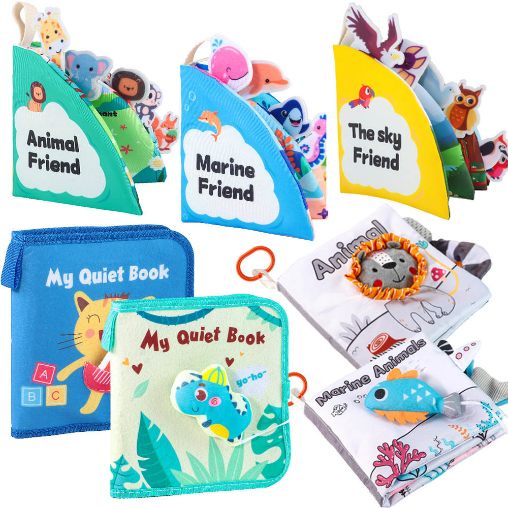 Source manufacturers baby cloth book hook and loop tear book can bite baby early education cloth book hand tear book 0-3 years old