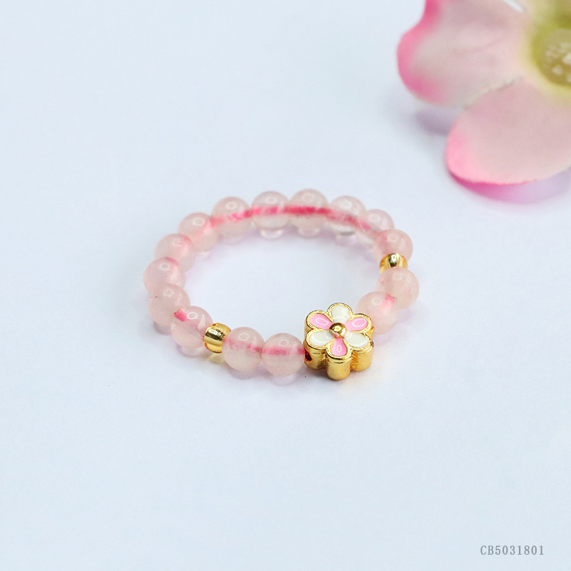 As soon as Yu natural pink crystal ring tiger eye stone gold silk jade elastic finger ring national tide live wholesale CB5031801