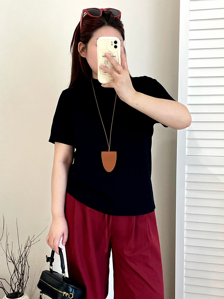 Plus Size Women's Versatile Half Turtleneck Five-Quarter Sleeve Tops for Women 2025 Autumn Fat mm Outer Wear and Inner Knitwear 22872