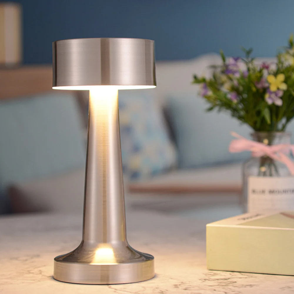 Cross-border Hot Barbell Charging Touch Table Lamp Creative Bar Wine Lamp Retro Metal Three-color Dimmable Dumbbell Table Lamp