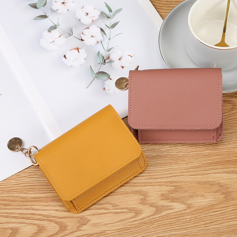 Korean Style Women's New Solid Color Wallet Card Holder Ins Short Simple Fashionable Multi-Card Holder Zipper Coin Purse