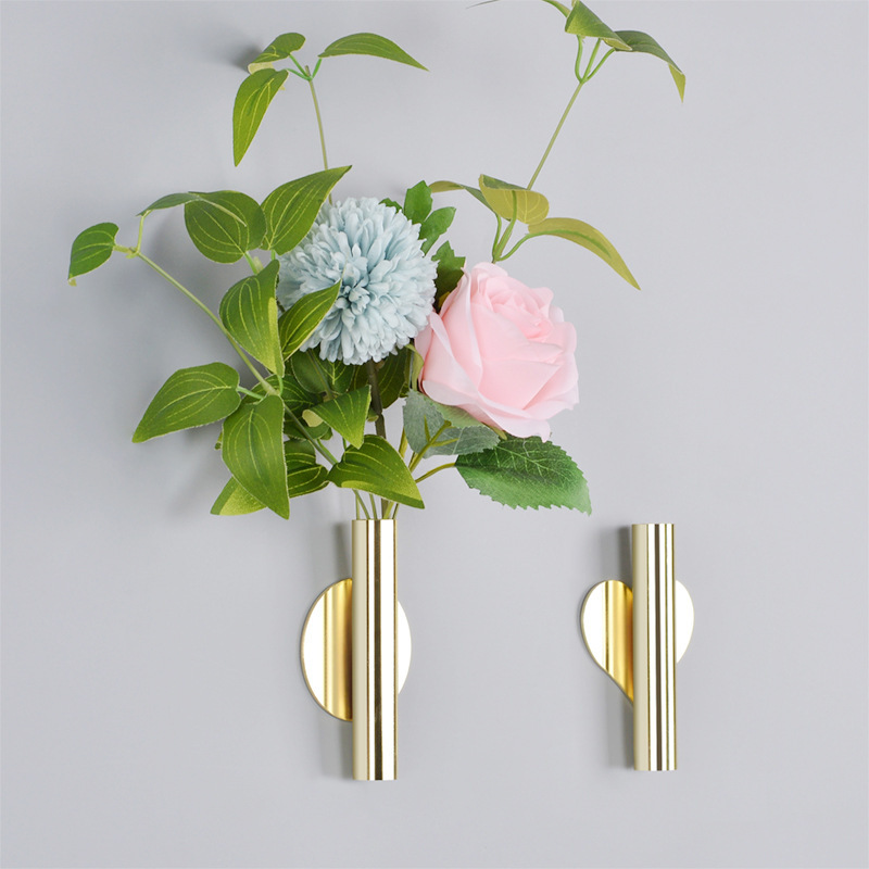 No Punching Wall Flower Arrangement Tube Wall Decoration Scandinavian Style Pendant Metal Creative Flower Arrangement Indoor Wall Decoration
