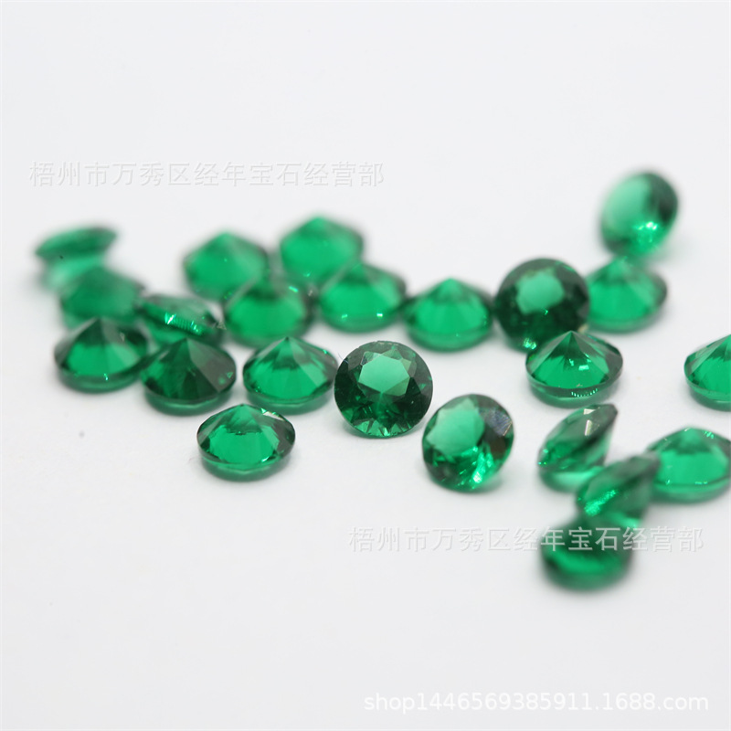 Artificial Pointed Bottom Round 3.0-8.0 Green Nano Loose Stone High Temperature Resistant Emerald Nano Waxable Emerald