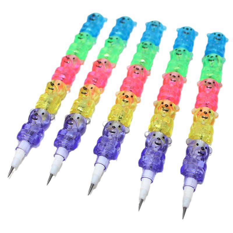 Creative student stationery 5-section bear modeling building blocks pencil cartoon bear egg pen bullet pen section pen
