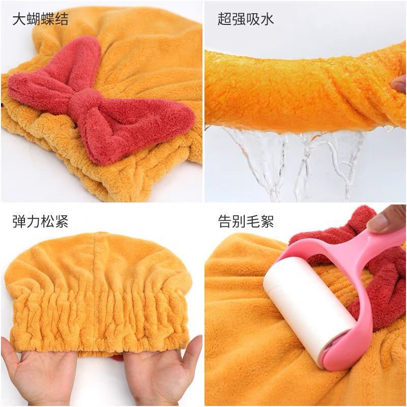 Hot-selling hair drying cap absorbent shower cap female super quick-drying cute hair drying towel hair washing bow knot bag headscarf wholesale
