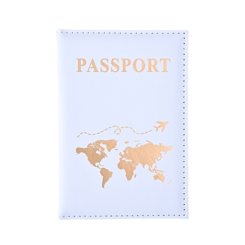 New Bronzing PU Leather World Map Passport Holder Cross-border Travel Passport Protective Cover Card Case