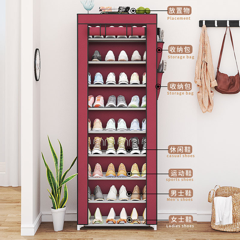 10-Layer Fabric Multi-Layer Shoe Cabinet Shoe Rack Storage Rack Home Storage Shoe Rack Dustproof Shoe Cabinet Dormitory Simple Shoe Rack