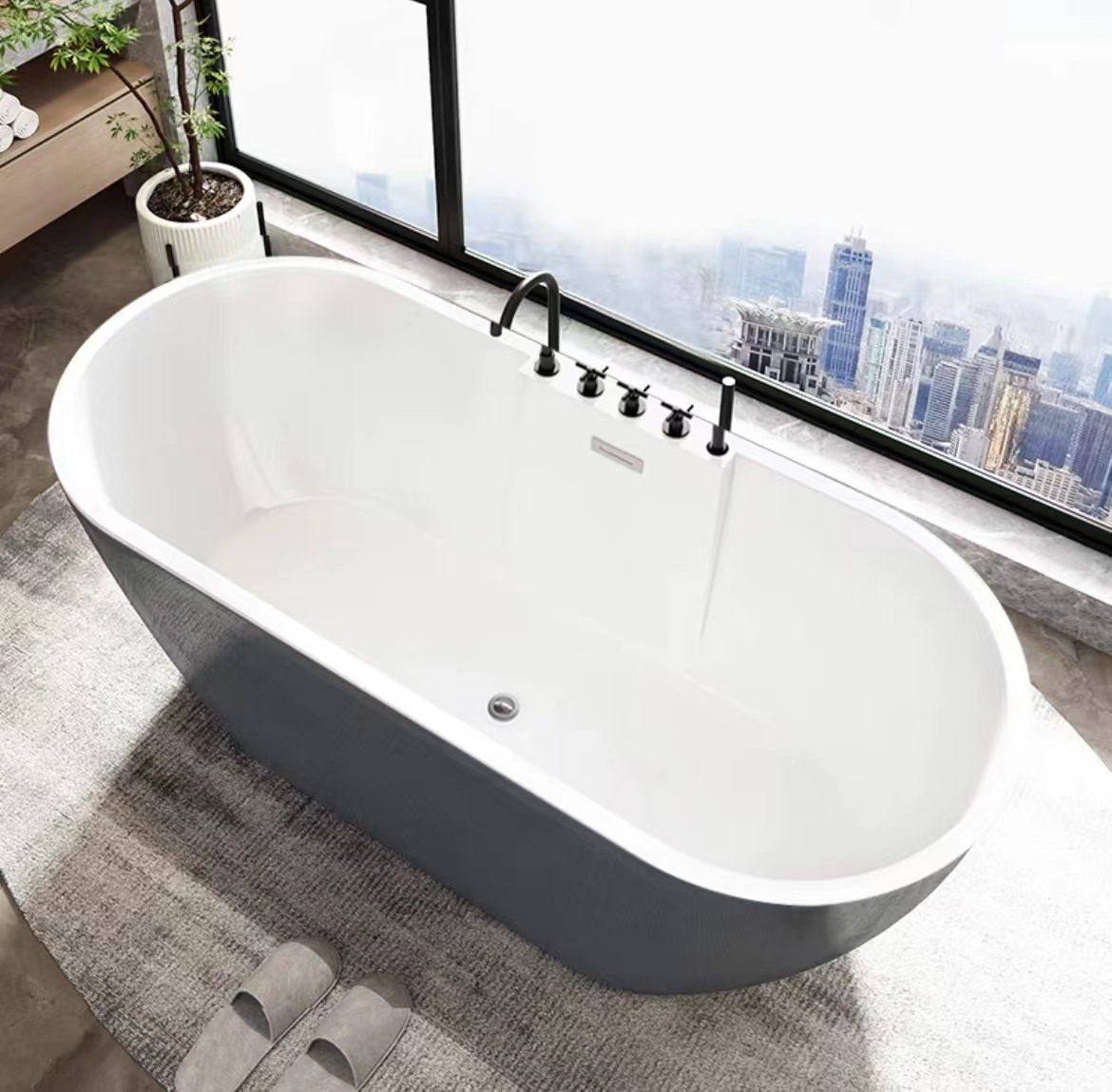 Acrylic Independent Oval Egg-shaped Hotel Homestay Project Adult Household 1 M 5 Bathtub 1 m 7 Bathtub