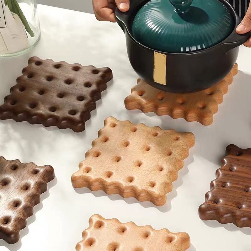 Cross-border Mug Coaster Restaurant Pot Mat Coffee Cup Insulation Mat Tea Cup Biscuit Round Coaster Black Walnut Beech